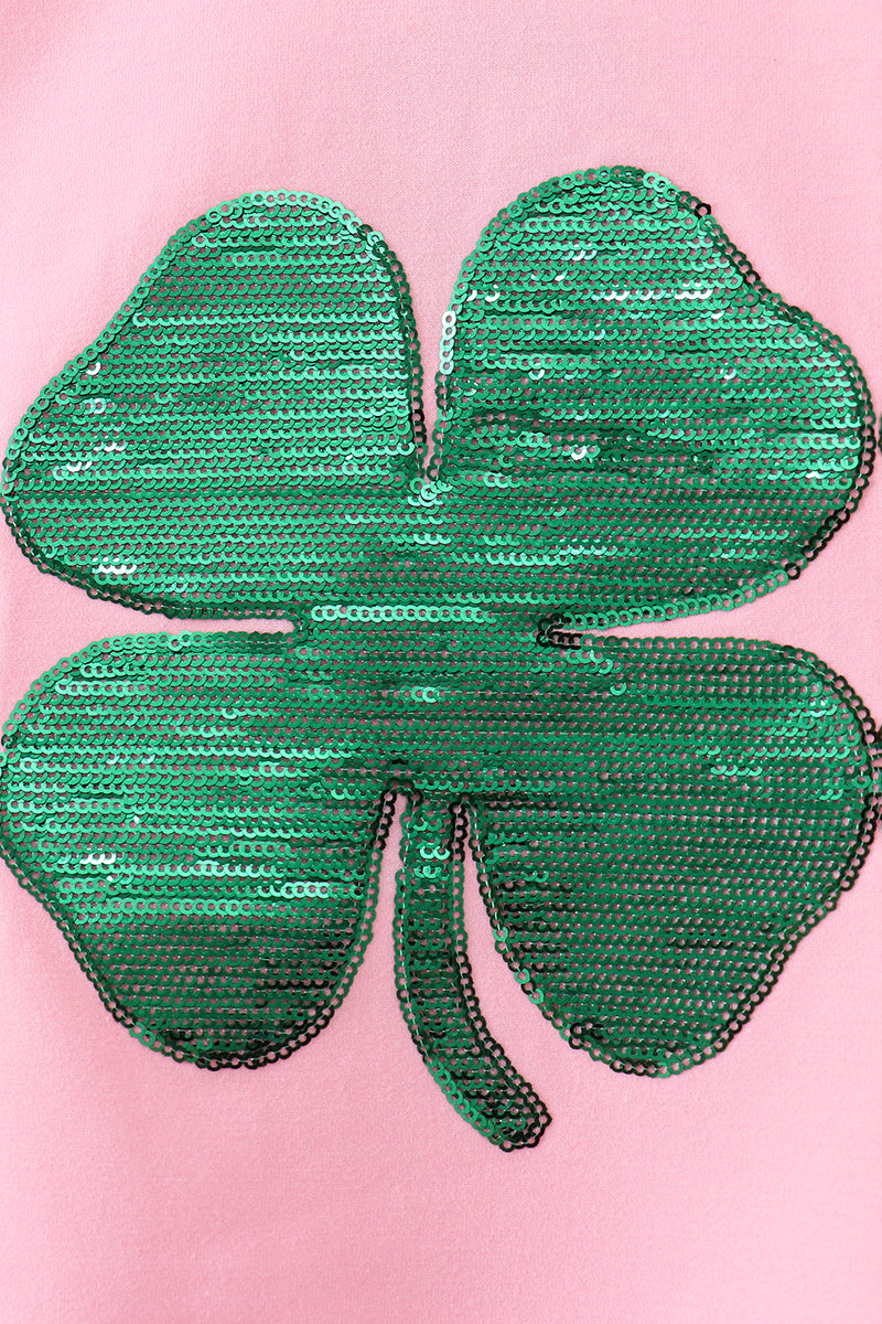 Pink clover glitter mom&me top