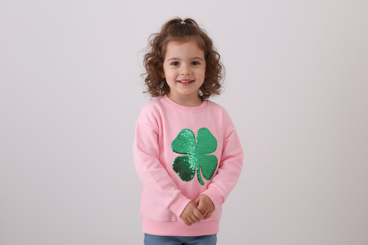 Pink clover glitter mom&me top