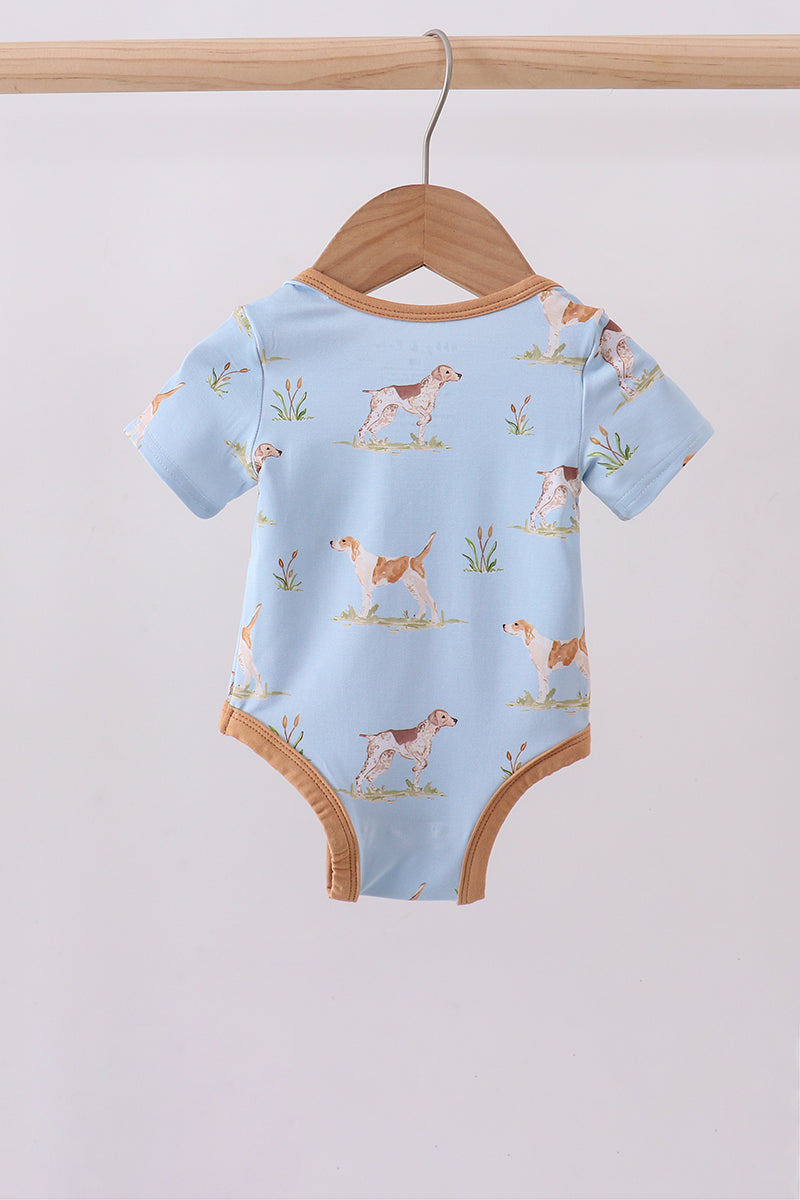 Blue puppy print bamboo bubble