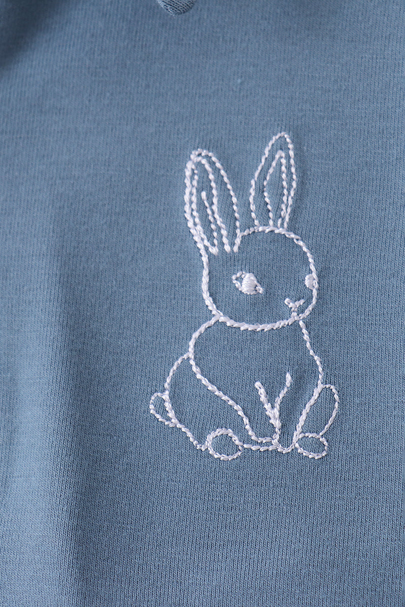 Navy bunny embroidery shorts set