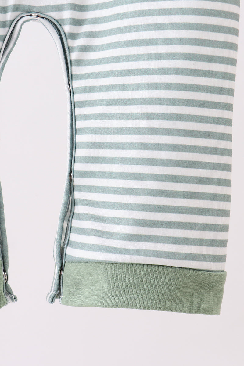 Gray stripe puppy french knot romper