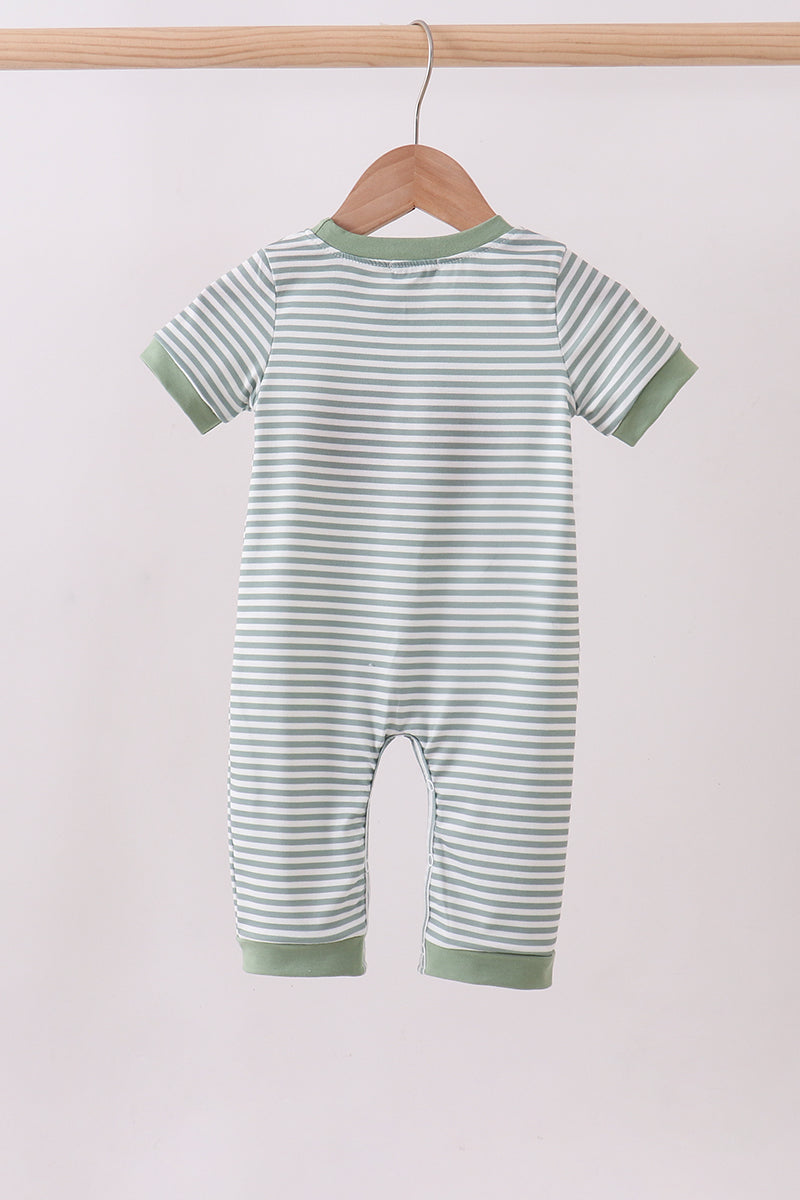 Gray stripe puppy french knot romper