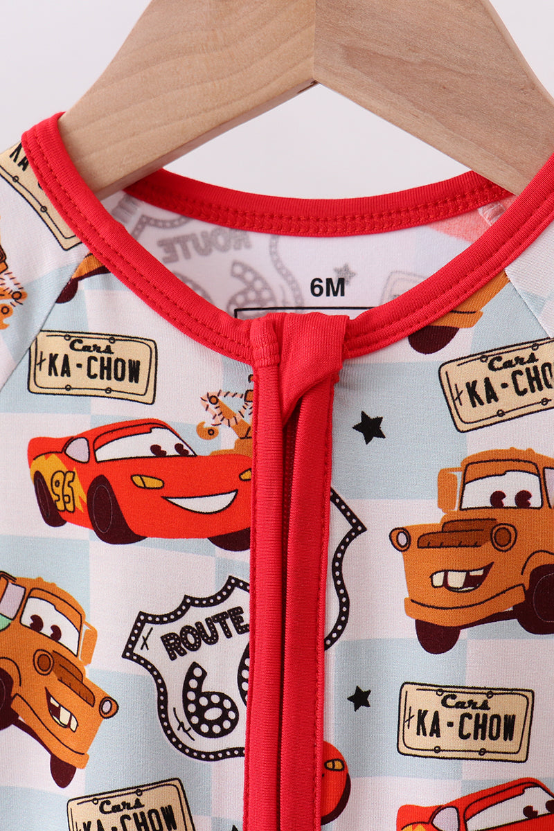 Red character bamboo romper