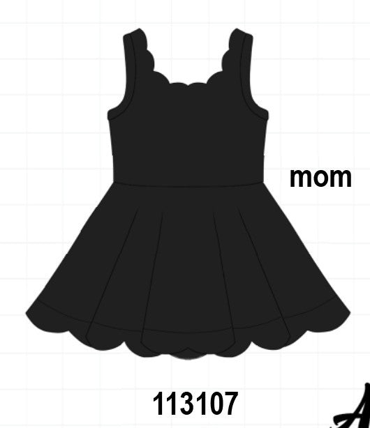 Black scalloped active  mom&me dress