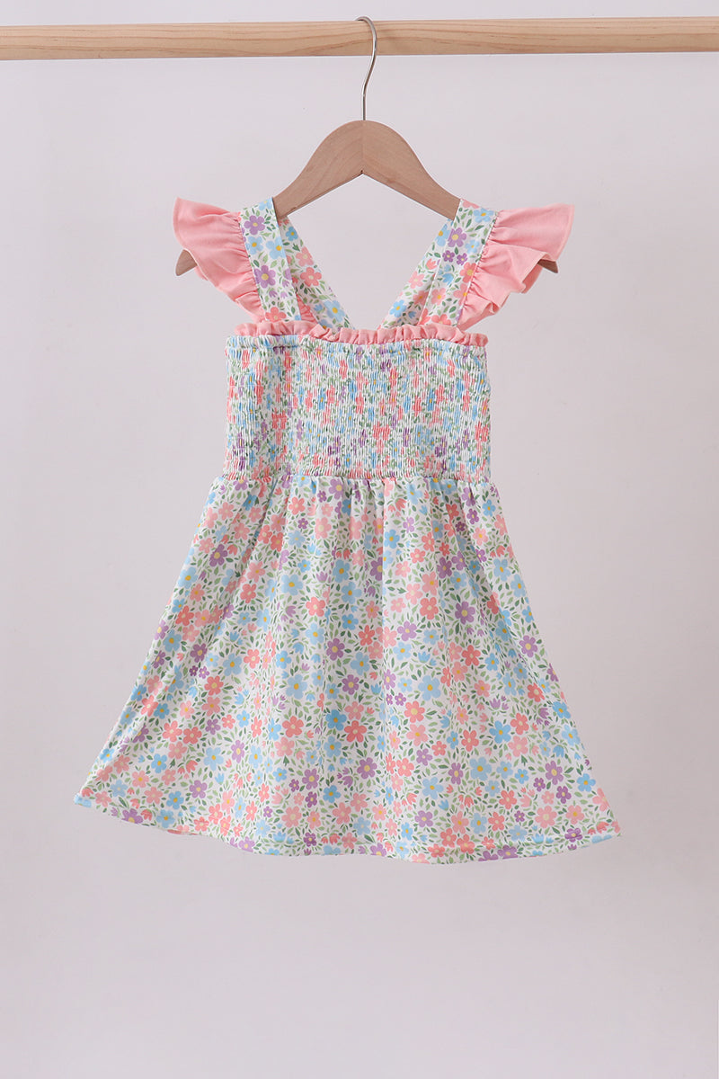 Floral smocked ruffle dress