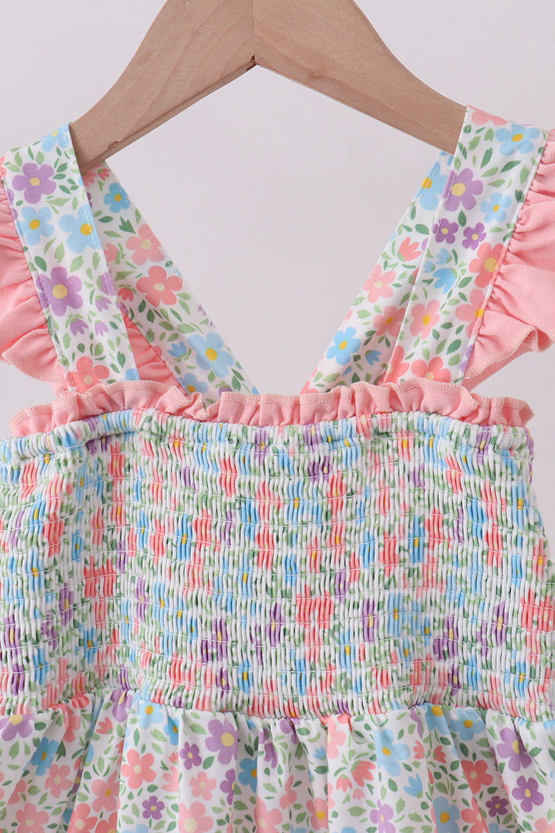 Floral smocked ruffle dress