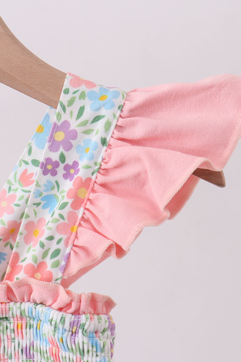Floral smocked ruffle dress