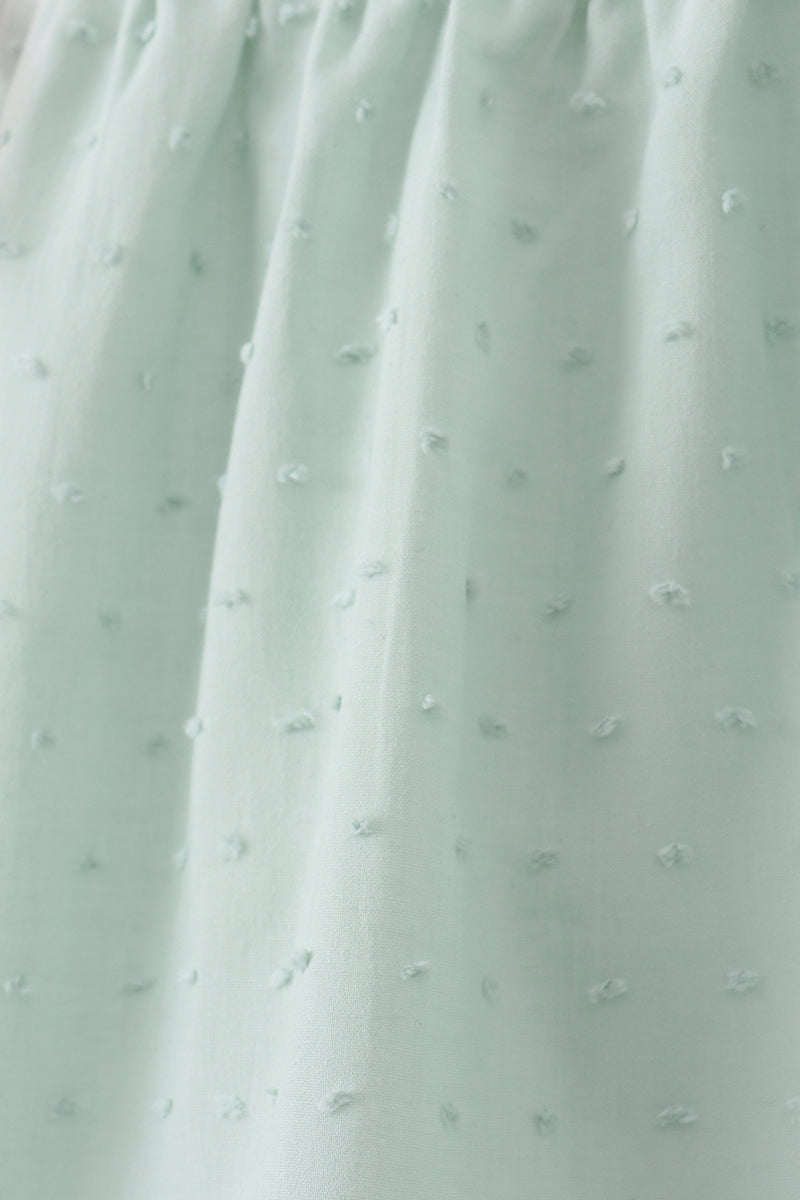 Green swiss dot cross sheep ruffle shorts set