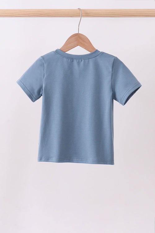 Blue racing car applique top