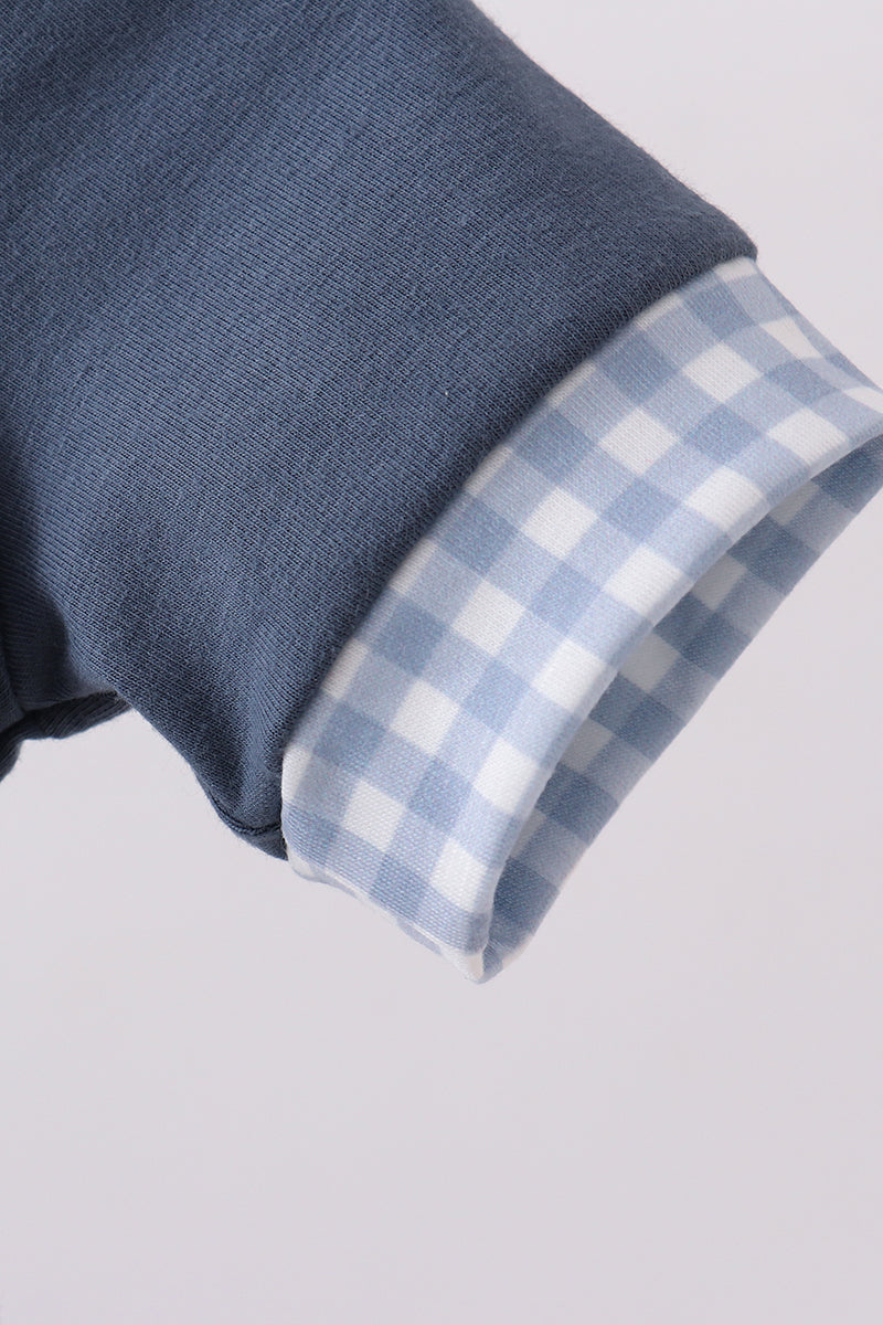 Blue football applique bubble