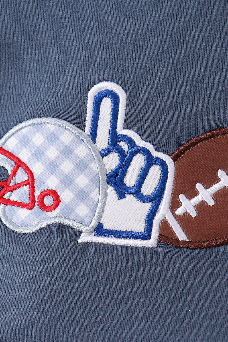 Blue football applique bubble