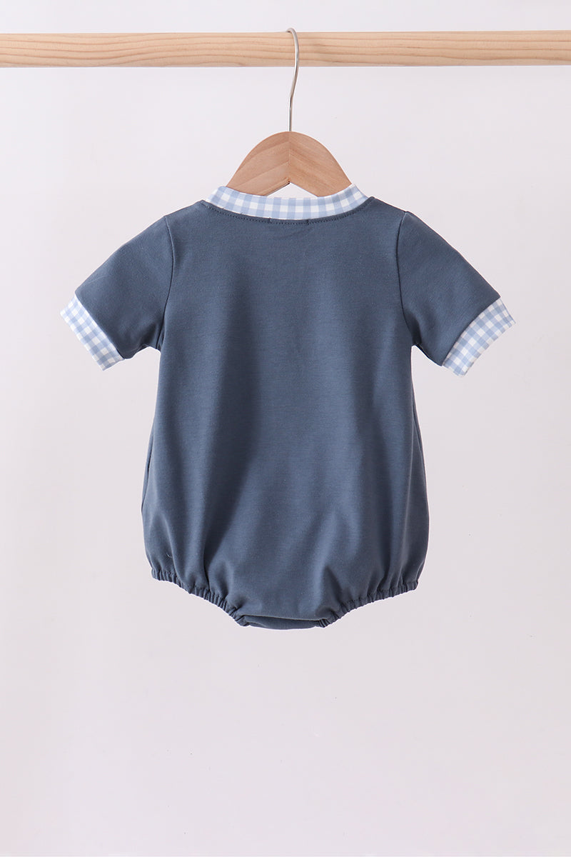 Blue football applique bubble