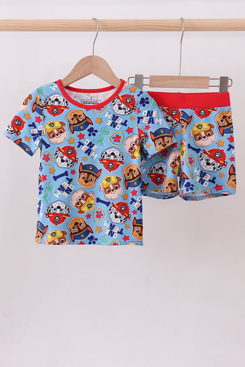 Blue character bamboo pajama set