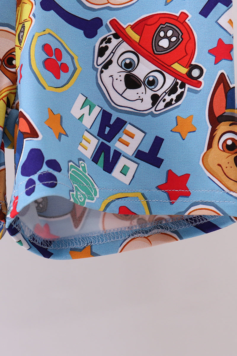 Blue character bamboo pajama set