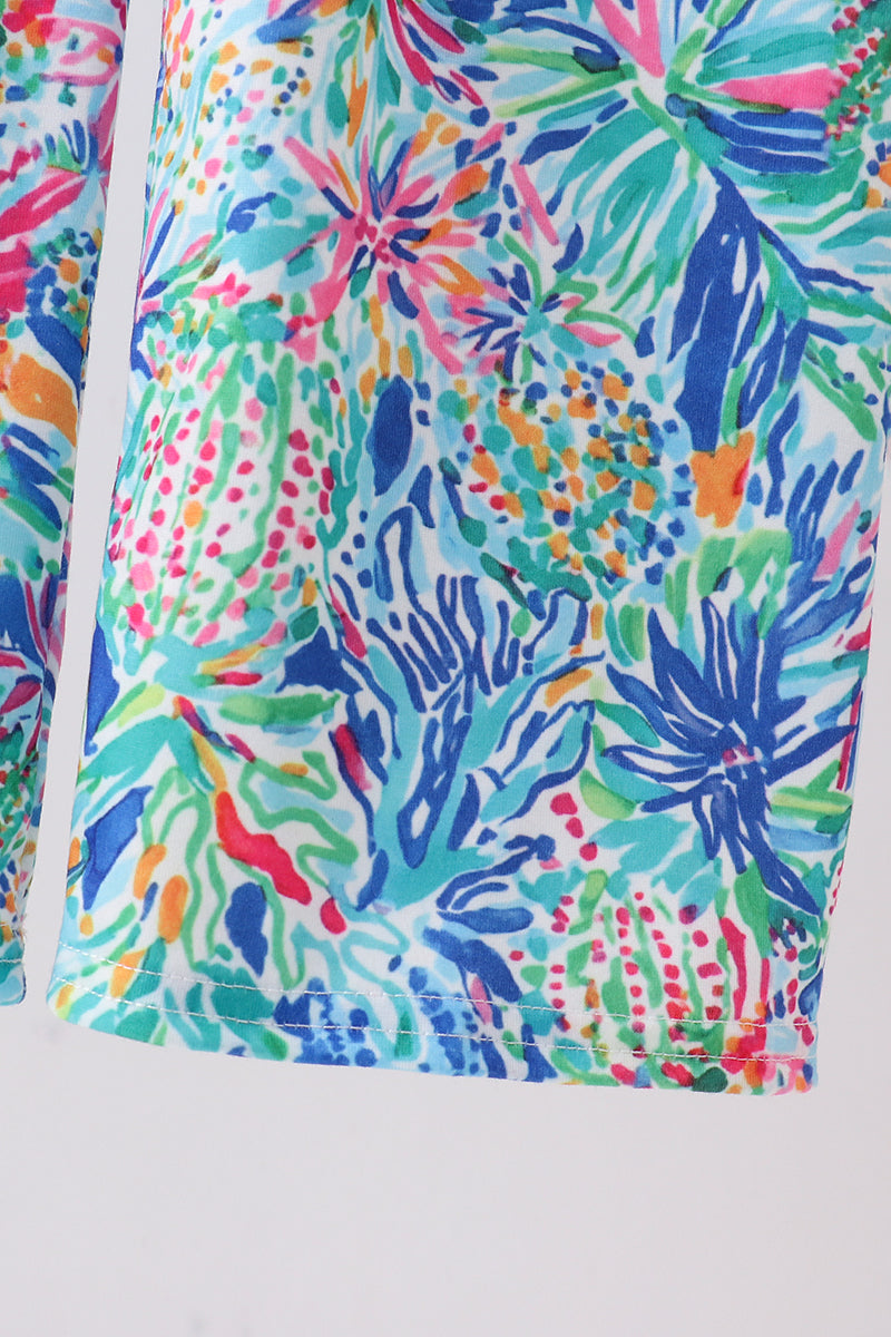 Blue floral print jumpsuit