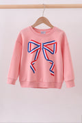 Peach Patriotic hand-sewn bow mom&me sweatshirt