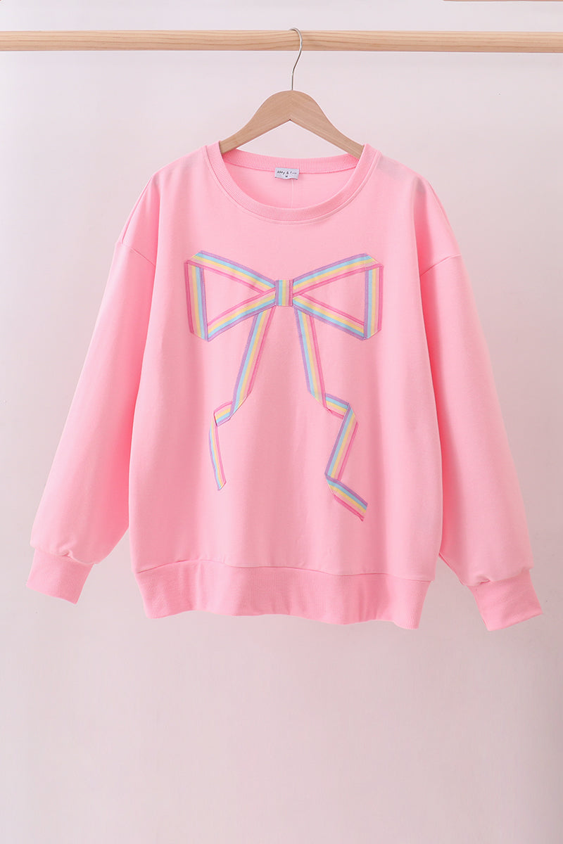 Pink Patriotic hand-sewn bow mom&me sweatshirt