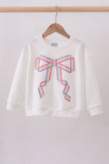 Cream Patriotic hand-sewn bow mom&me sweatshirt