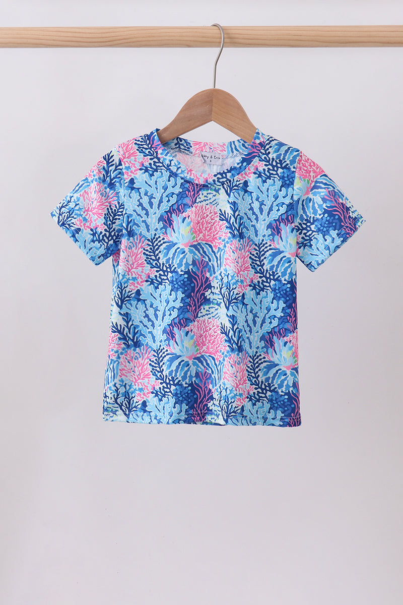 Blue marine creature print top