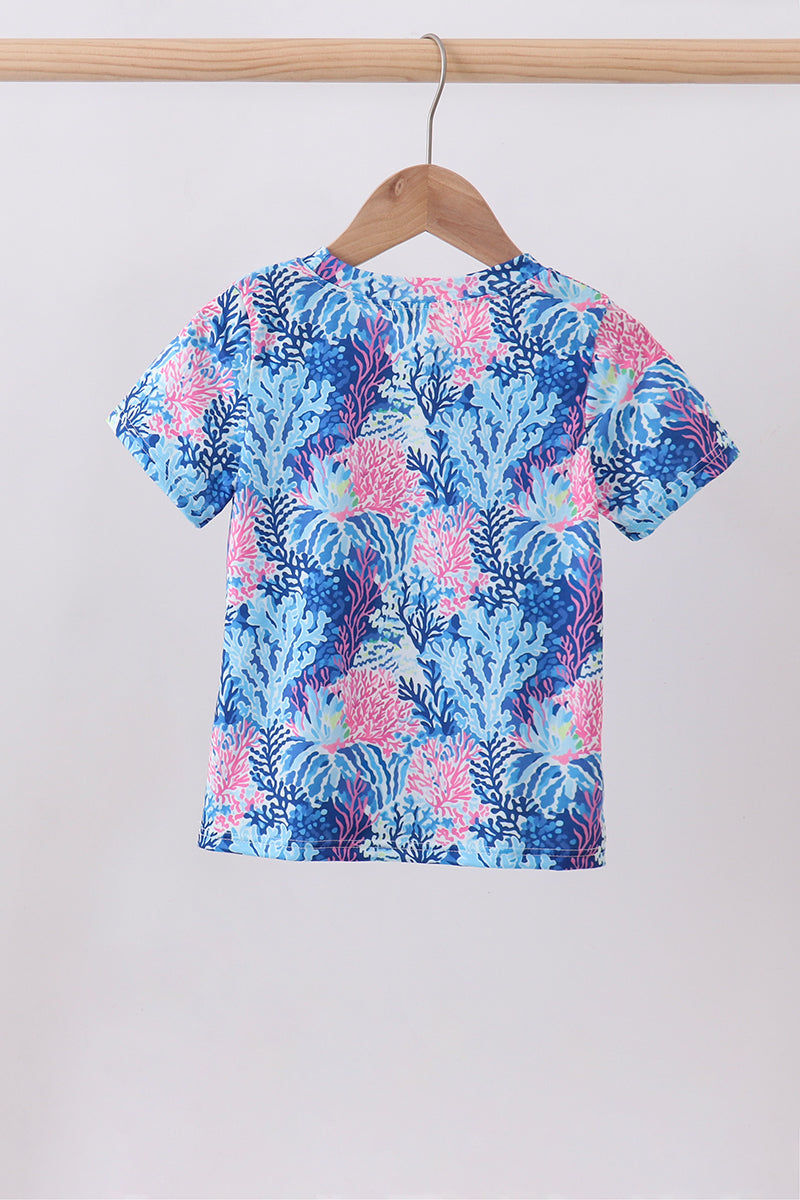 Blue marine creature print top
