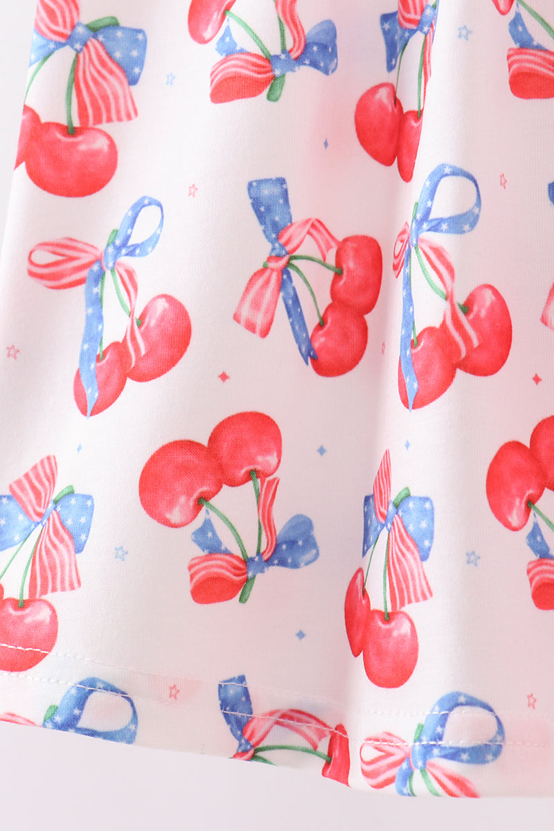 Blue cherry smocked bloomer set