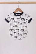 Navy dinosaur print bubble