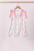 Pink floral print bow dress