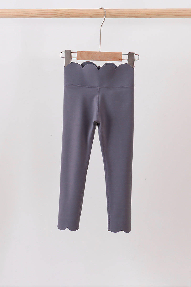 Gray Scalloped Yoga Active Leggings