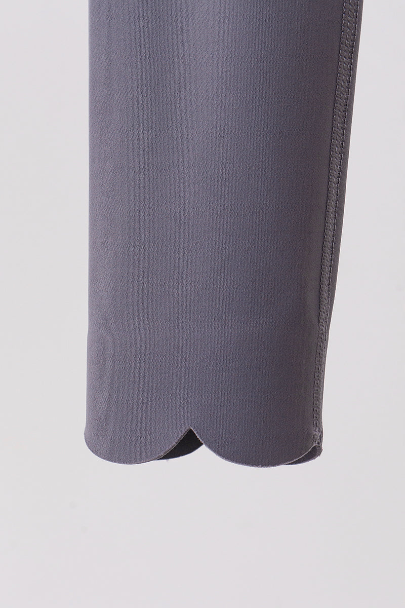 Gray Scalloped Yoga Active Leggings
