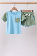 Blue sage shorts set