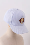 Puppy Embroidered Seersucker Cap