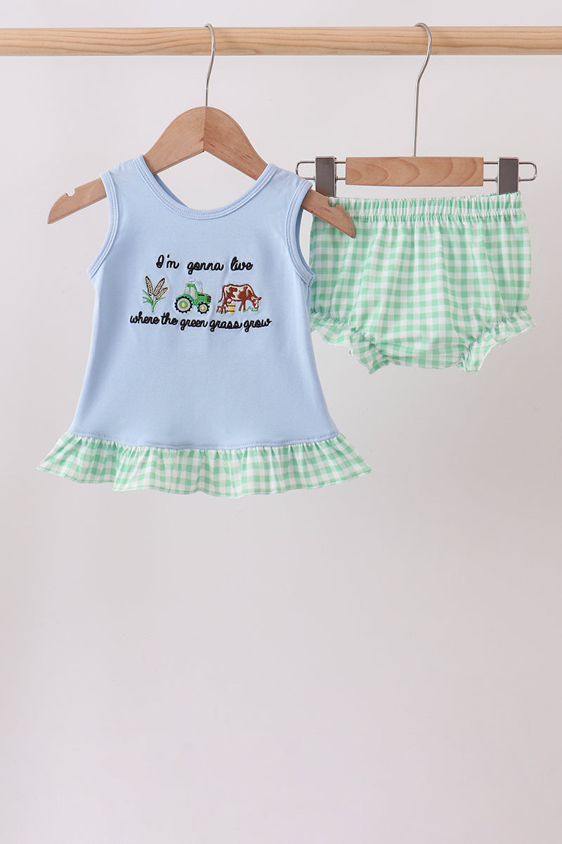 Blue Farm Embroidered Bloomer Set