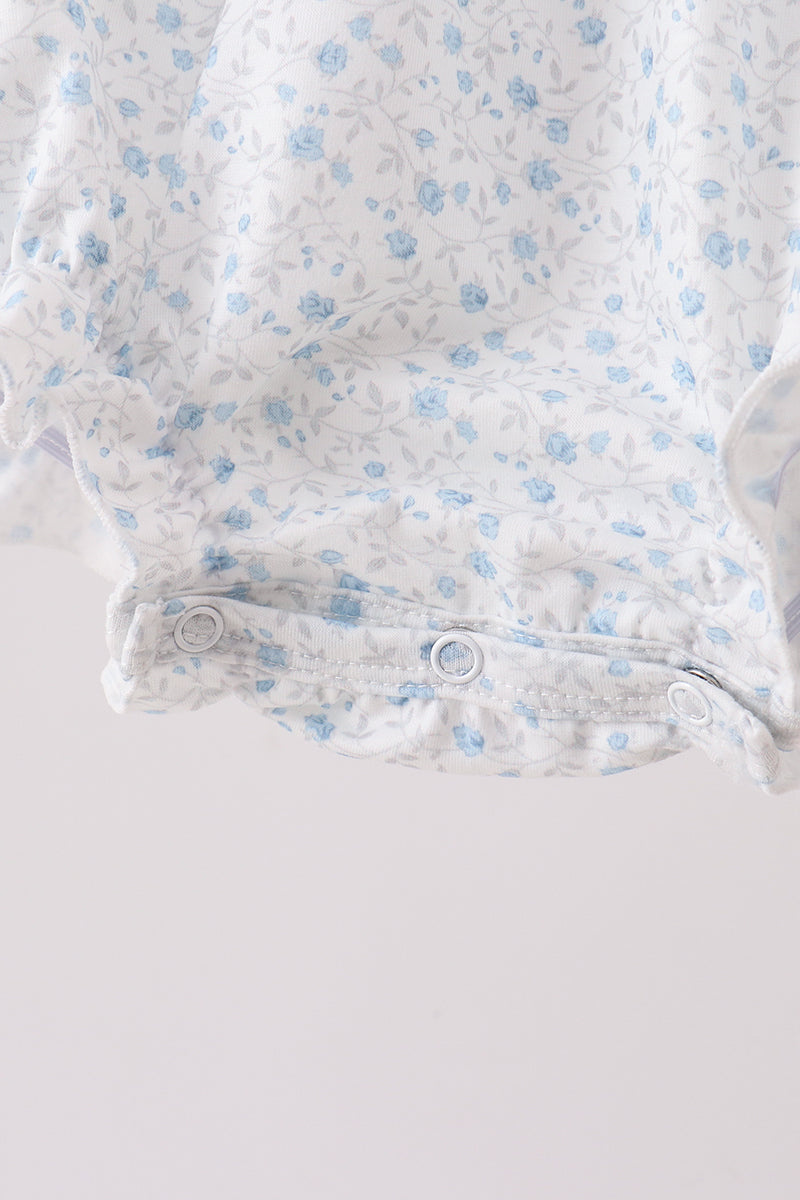 Blue Floral Embroidered Bubble