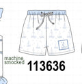 Blue Sailboat Embroidered Swim Trunks