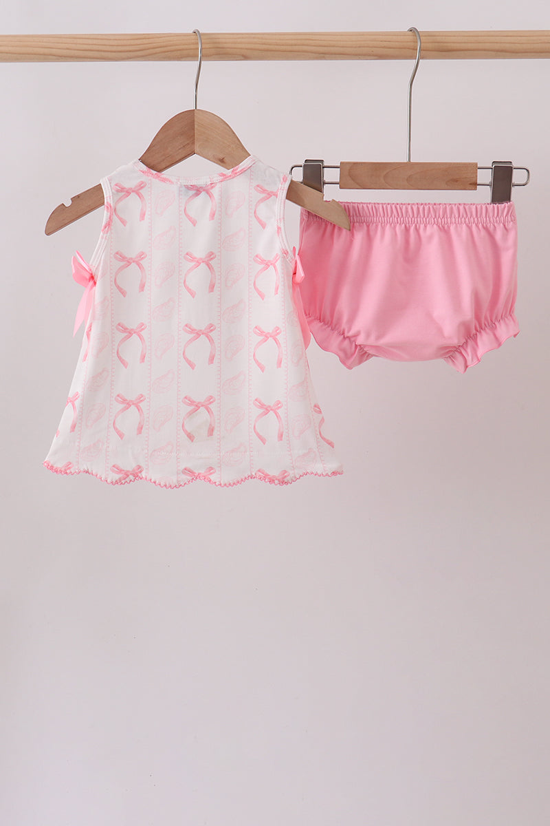 Pink Bow Print Bloomer Set