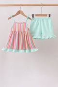 Rainbow Stripe Ruffle Set