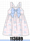 Pink Gingham Bow Print Dress