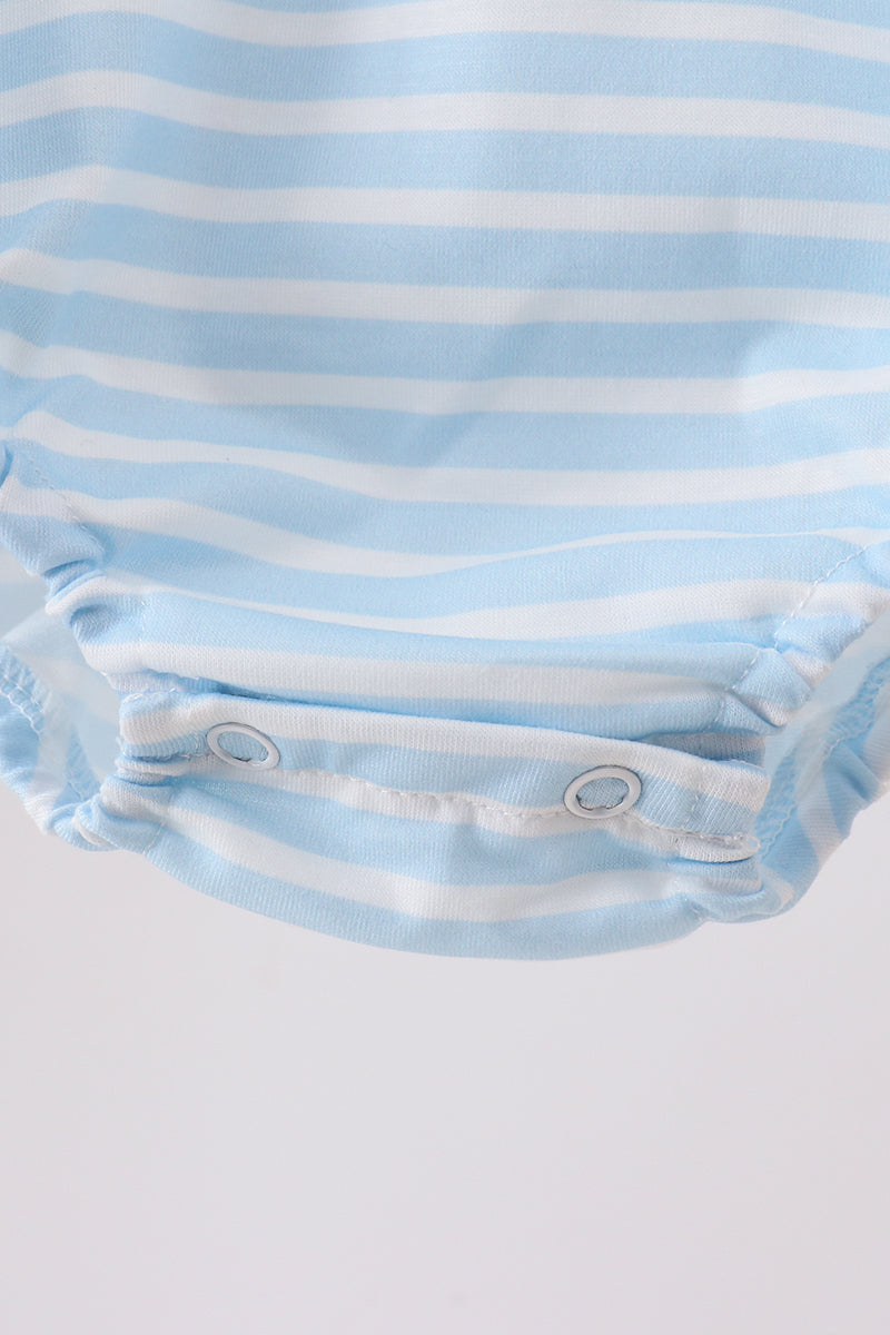 Blue Puppy Ball Embroidered Stripe Bubble