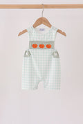 Sage Pumpkin Embroidery Gingham Jon Jon