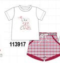 Red Alabama Roll Tide Embroidery Plaid Shorts Set