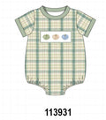 Green Pumpkin Embroidery Plaid Bubble