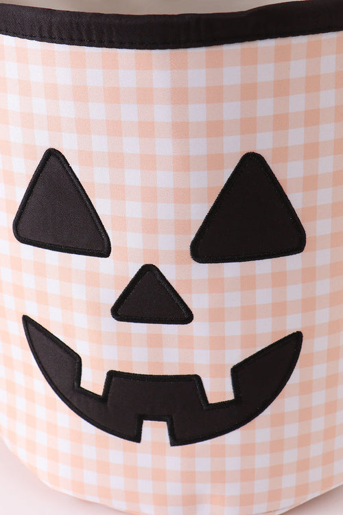 Apricot Pumpkin Applique Gingham Basket