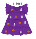 Purple ghost pumpkin sequin ruffle dress
