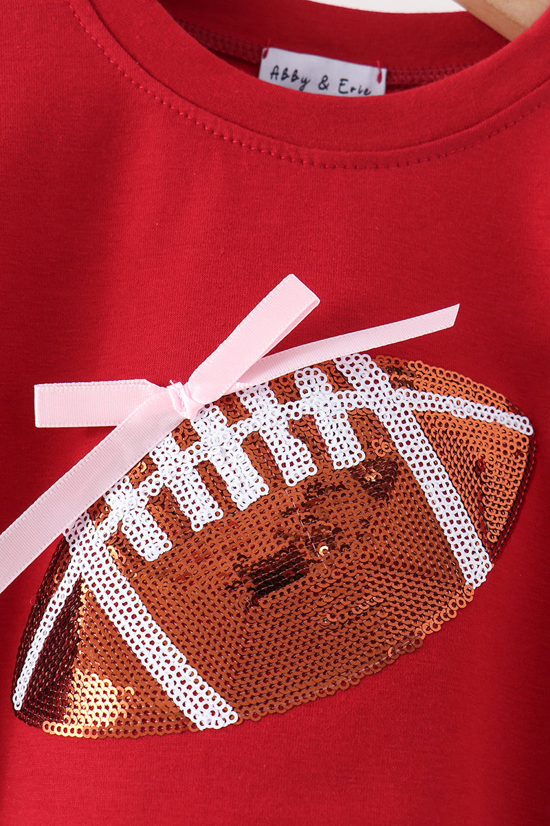 Maroon football bow sequin bubble