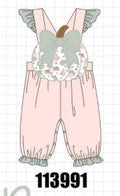 Pink pumpkin bow applique ruffle romper