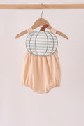 Khaki pumpkin applique bubble
