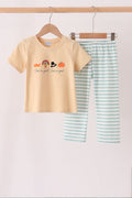 God is great god is good embroidery stripe pants set