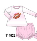 Pink football sequin stripe bloomer set
