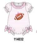 Pink football sequin stripe ruffle bubble