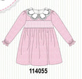 Pink corduroy lace smocked dress